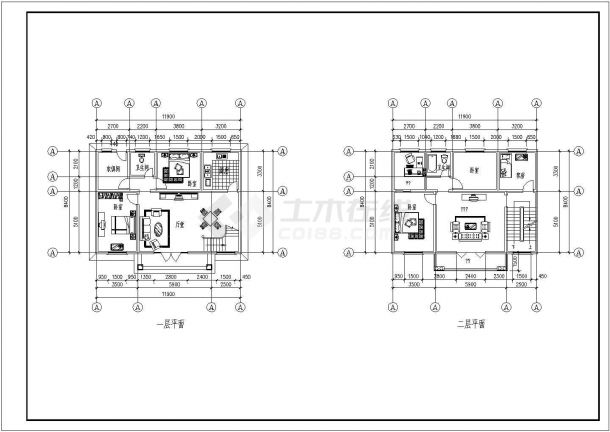 某地农村小别墅建筑施工图，平立剖齐全-图二