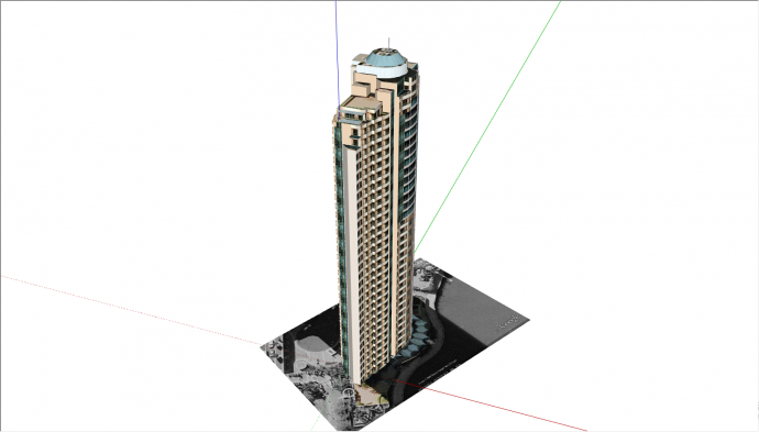 造型时尚的摩天高楼建筑su模型_图1