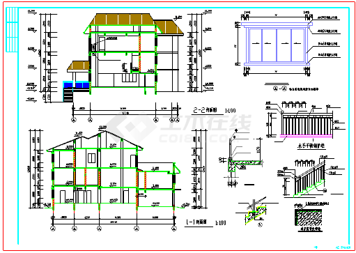 某地三层框架结构带阁楼独栋别墅建筑设计全套施工图-图二