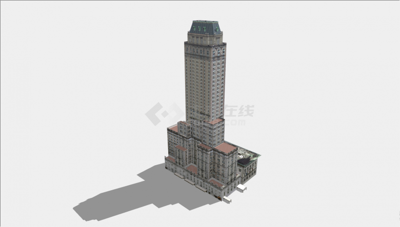 带有高层的矮层的楼房建筑su模型-图二