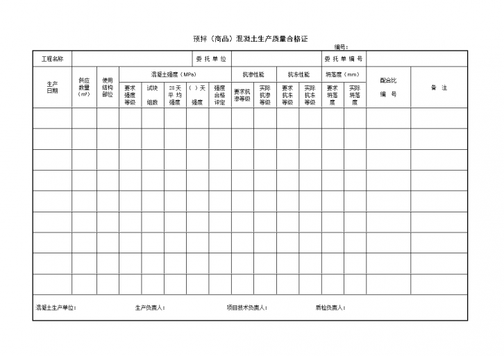 预拌（商品）混凝土生产质量合格证-图一