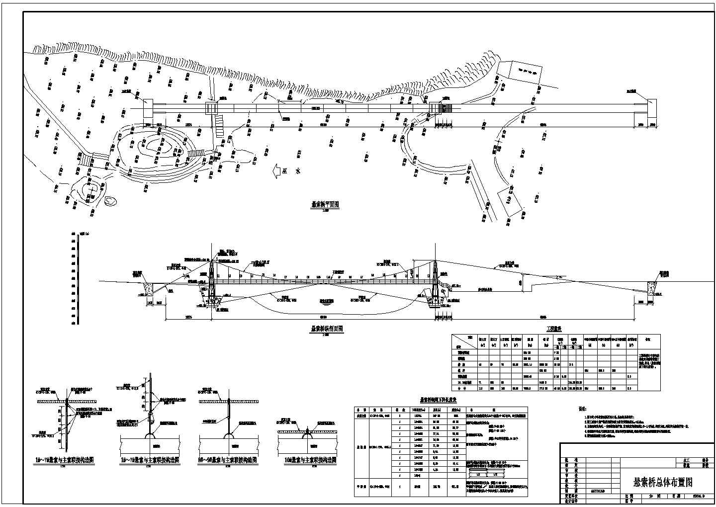 某地区钢索桥整套技术设计施工图纸