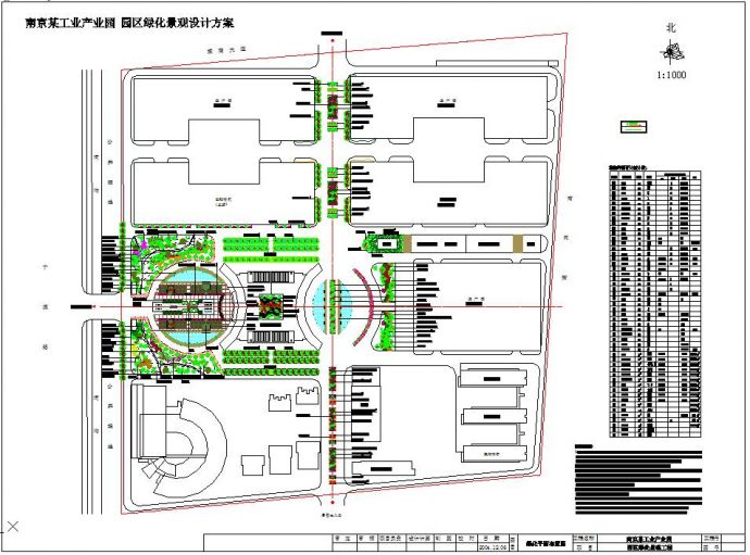 南京某工业园景观绿化cad平面施工总图_图1