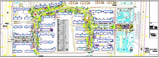 高档小区主干道周边景观绿化cad平面施工图-图一