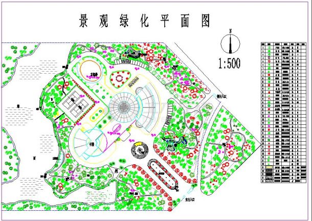 湖畔公园景观绿化cad平面施工设计图-图一