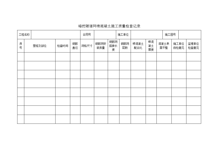 暗挖隧道网喷混凝土施工质量检查记录-图一