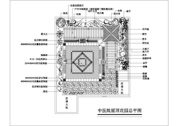 大型三甲医院办公楼屋顶花园景观设计cad图-图二