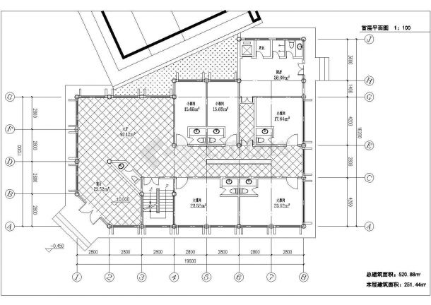 二层仿古建筑茶楼建筑方案图（含效果图）-图一