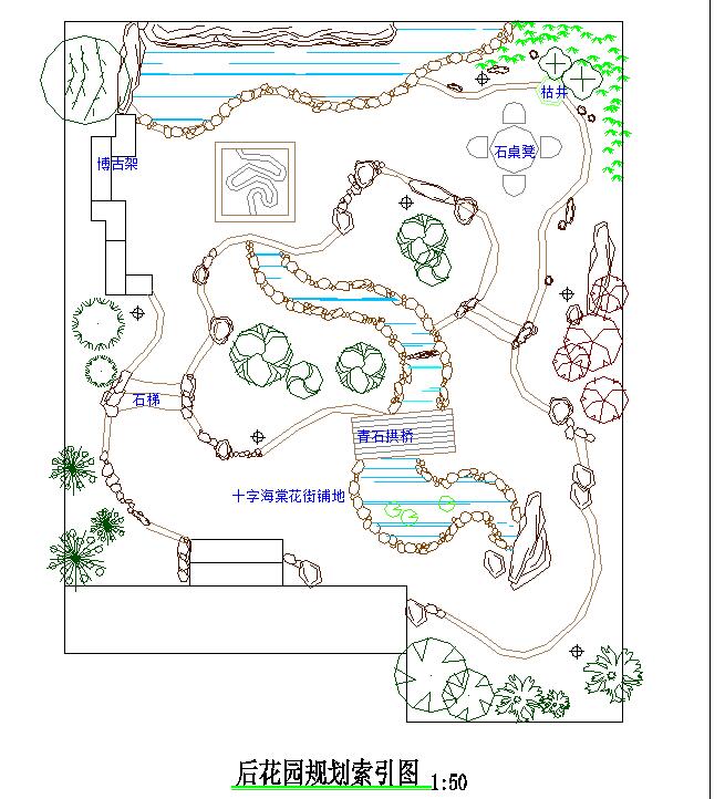 某地区小型私家庭园景观设计图（共2张）_图1
