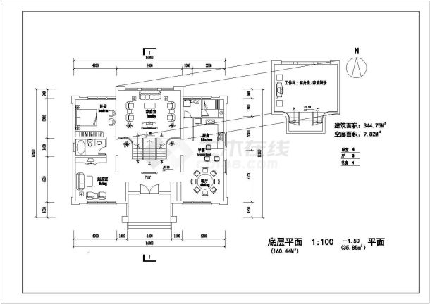 某别墅区二层北美风格别墅建筑方案图-图一