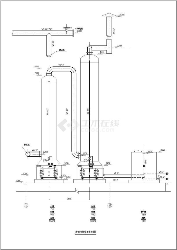 废气洗涤系统流程及配管整套设计施工图-图二