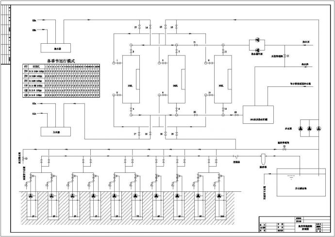 某地地源热泵三机系统设计流程图纸_图1