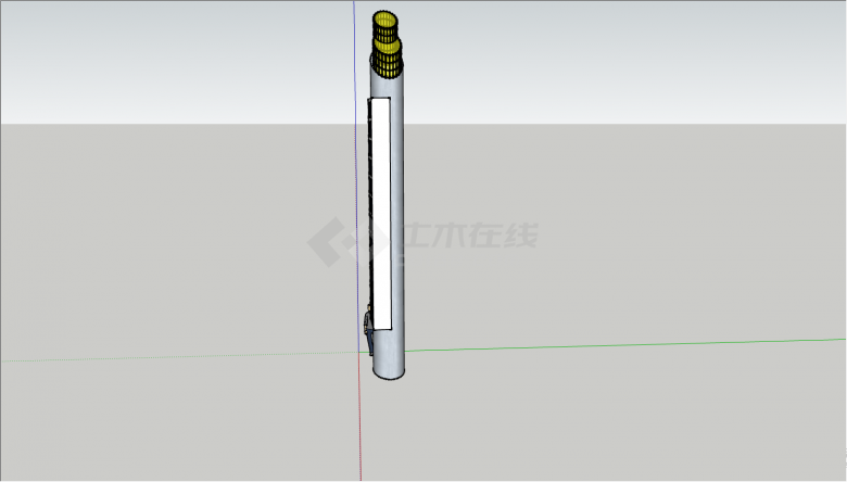 一款银色柱形的广告牌su模型-图一