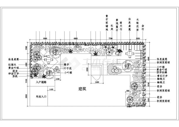 某地别墅庭院景观绿化设计施工图纸-图一