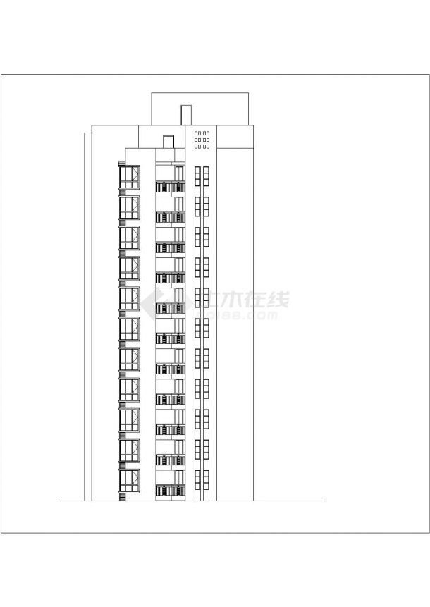 沿海某点式高层住宅楼cad设计施工图（户型）-图二