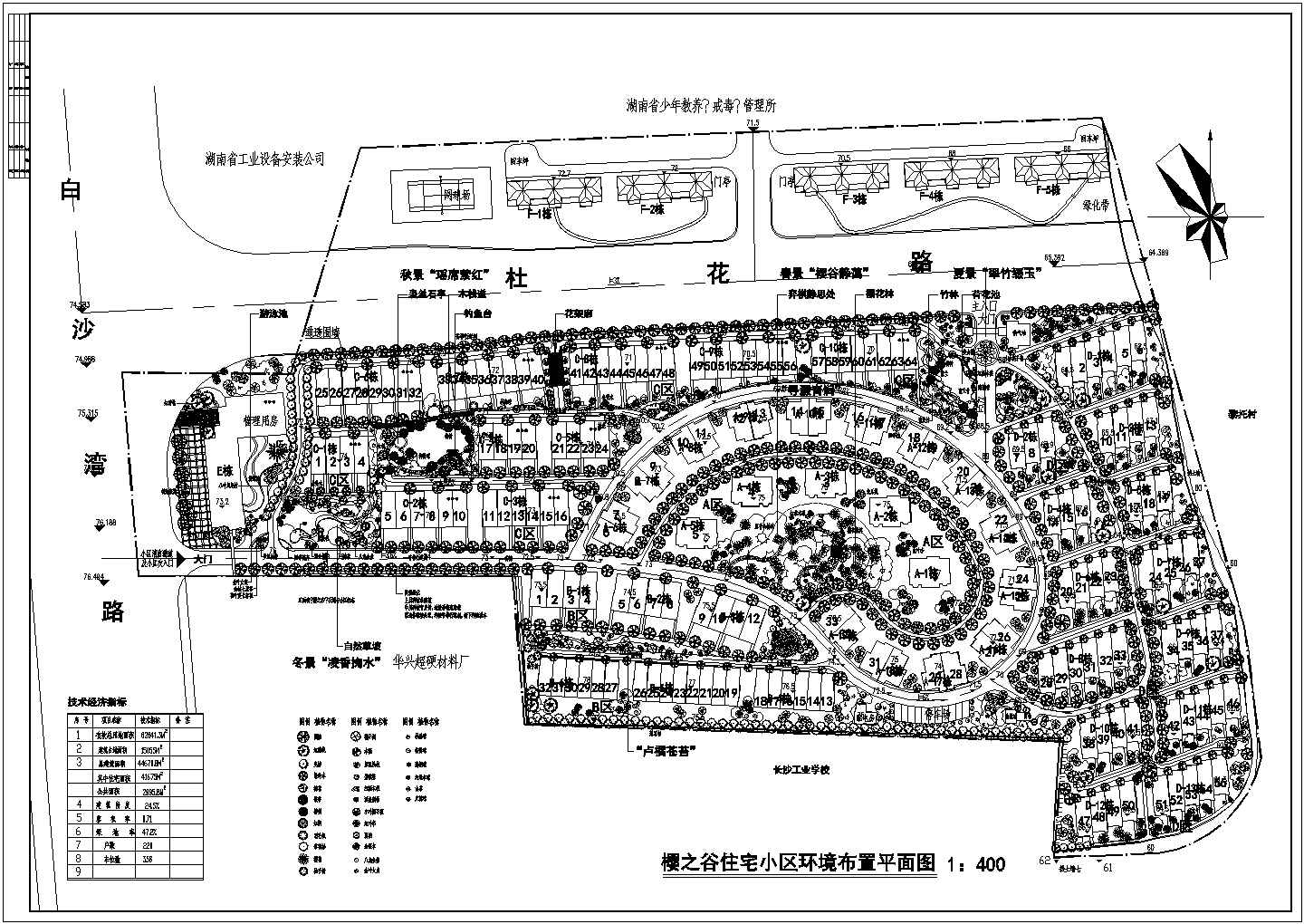 某地区大型住宅小区景观绿化施工图