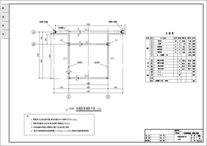 钢结构雨篷结构施工图（吊拉式雨棚）_图1