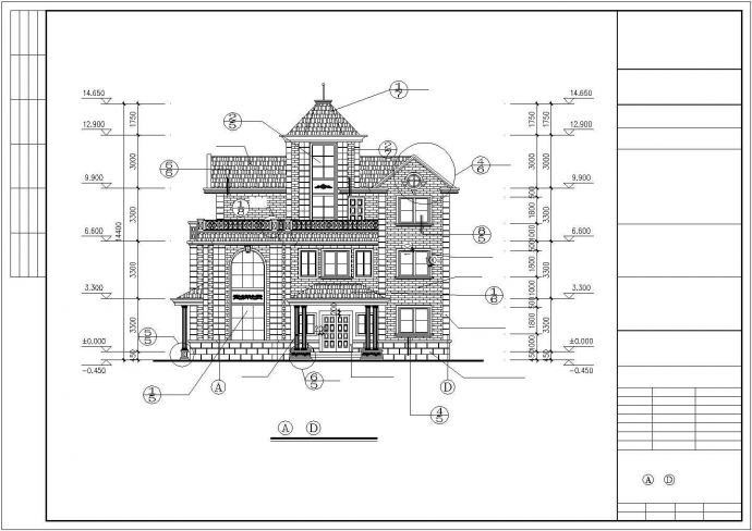 某三层简欧风格别墅建筑设计施工图纸_图1
