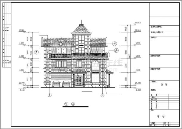 某三层简欧风格别墅建筑设计施工图纸-图二