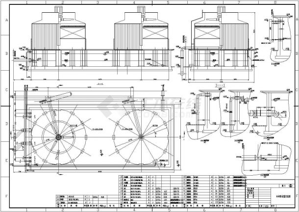 某地区冷却塔设计安装施工布置图纸-图一