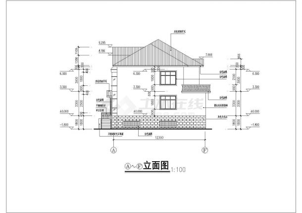 某地双联排别墅建筑设计施工图（含效果图）-图二