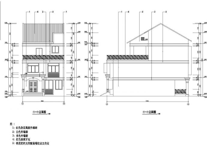 某双联排别墅建筑设计施工图纸（含效果图）_图1