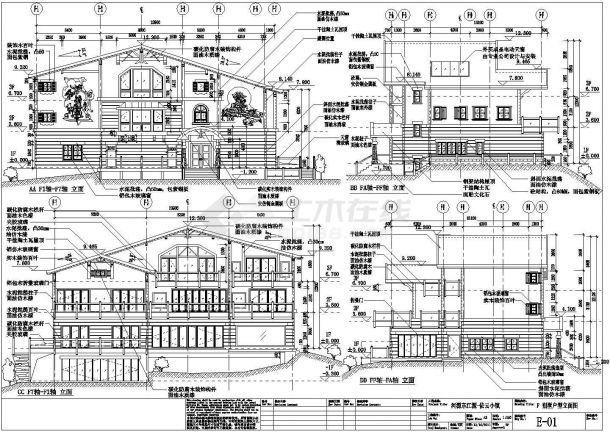 欧式别墅两层有阁楼建筑方案图纸-图一