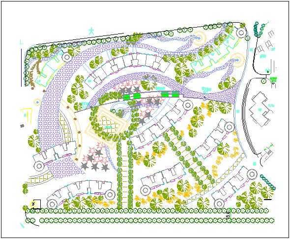 某地大型住宅小区景观绿化平面设计施工图