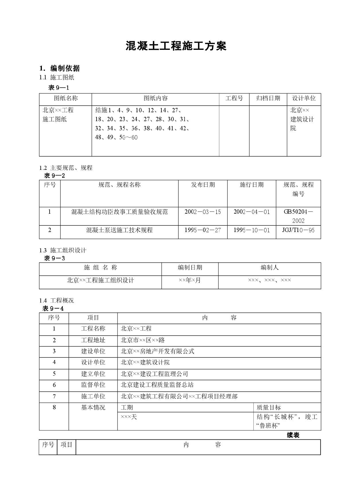 混凝土工程施工方案-图一