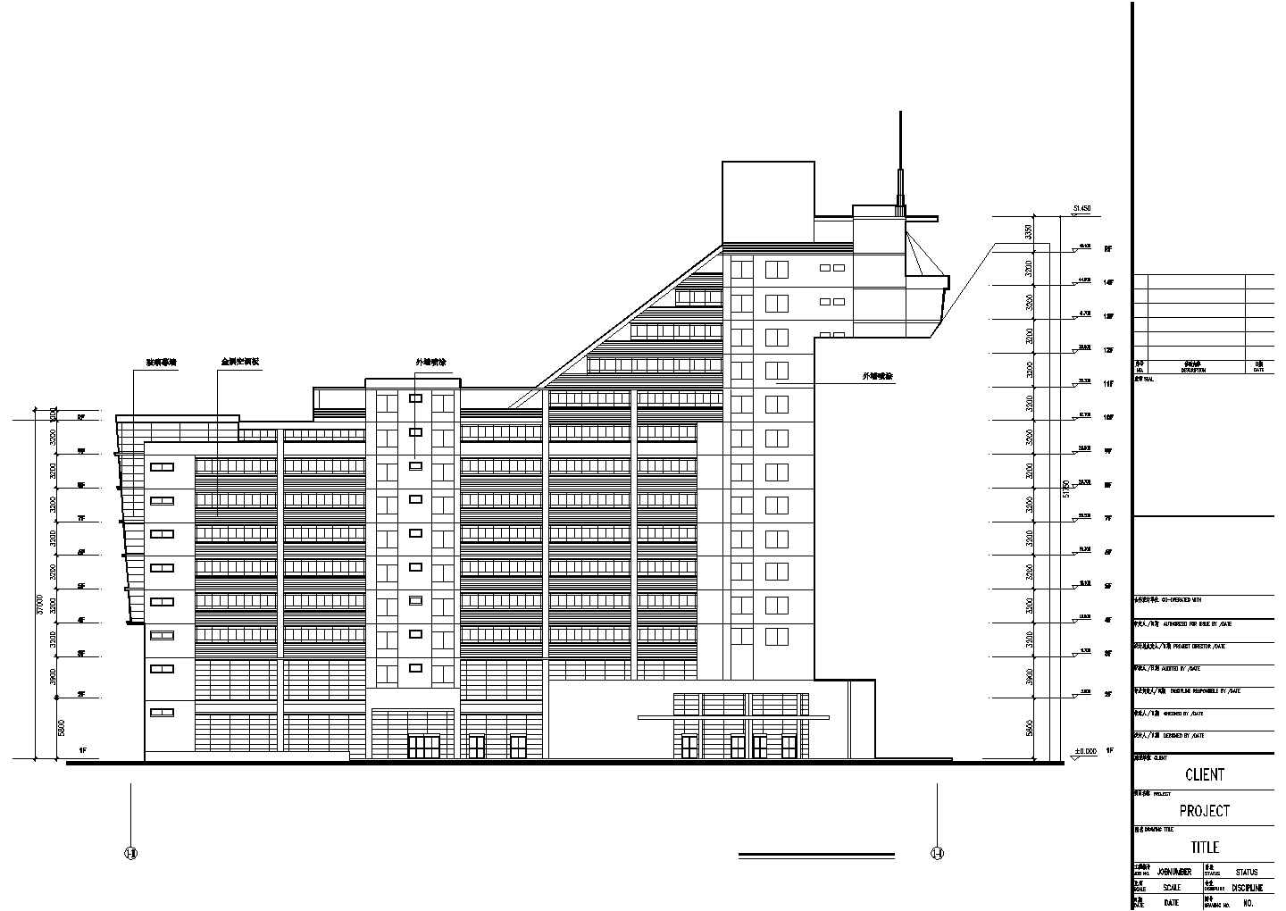 14层商业办公楼建筑方案cad设计图、住宅扩初设计cad图