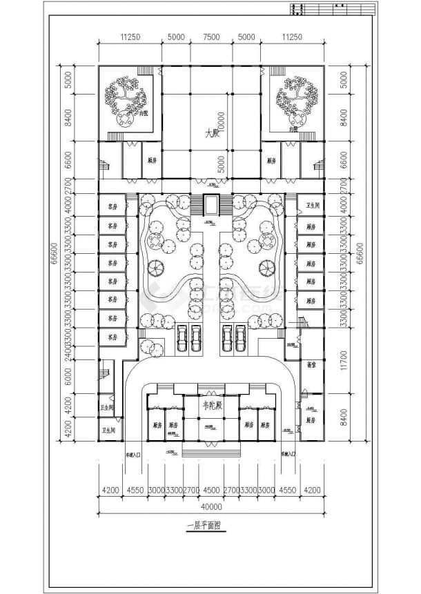 某地区古代道观寺庙平面规划设计图-图二