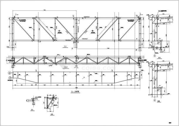 有行车钢结构厂房结构设计施工图纸-图一