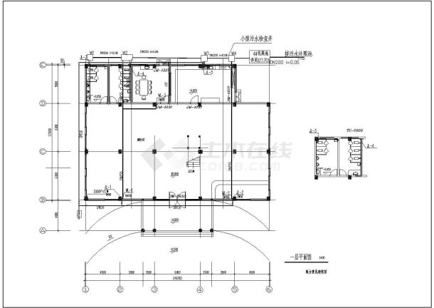 2层小型居住楼排水平面设计施工图纸-图二