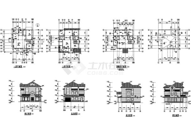 三层长12.00米 宽12.70米农村自建房建筑设计图cad施工图（实用）-图一