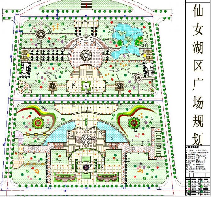 某地区小仙女湖广场绿化景观设计图_图1