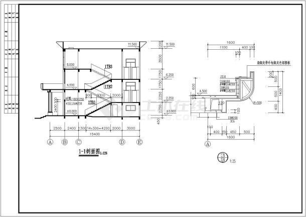 某地区小型社区活动中心建筑设计施工图纸-图二