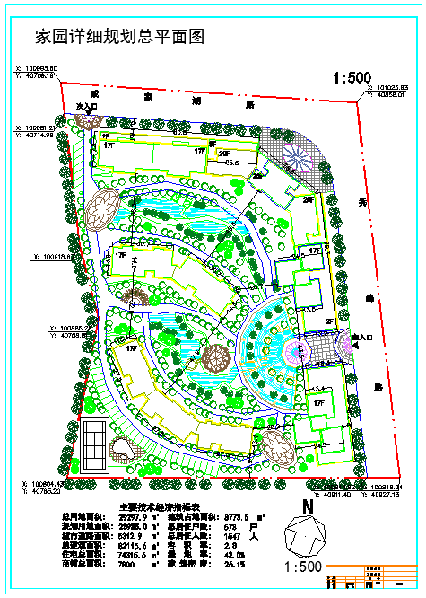 某小型住宅区平面绿化规划设计施工图-图一