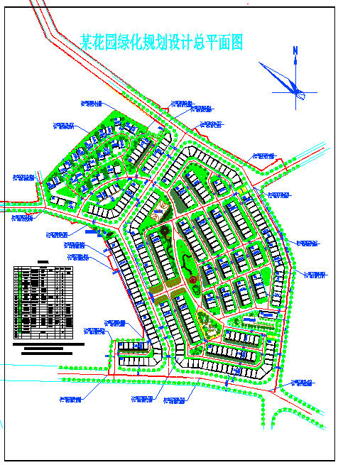 某住宅小区绿化规划设计总平面图纸-图一