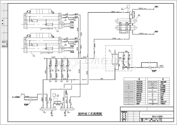 某套水冷螺杆机制冷机房设计施工图纸-图二