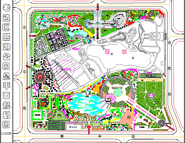 某市区公园总平面绿化规划设计总图_图1