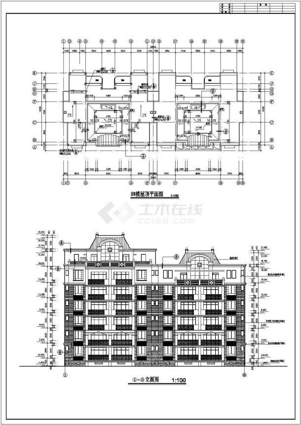 某地六层砖混结构跃层住宅楼建筑设计施工图-图一