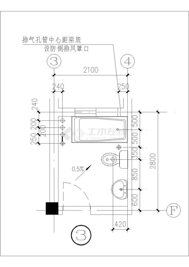 某地南方某住宅下沉式卫生间装修节点图-图一