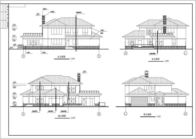 某田园风格二层休闲别墅建筑设计图_图1