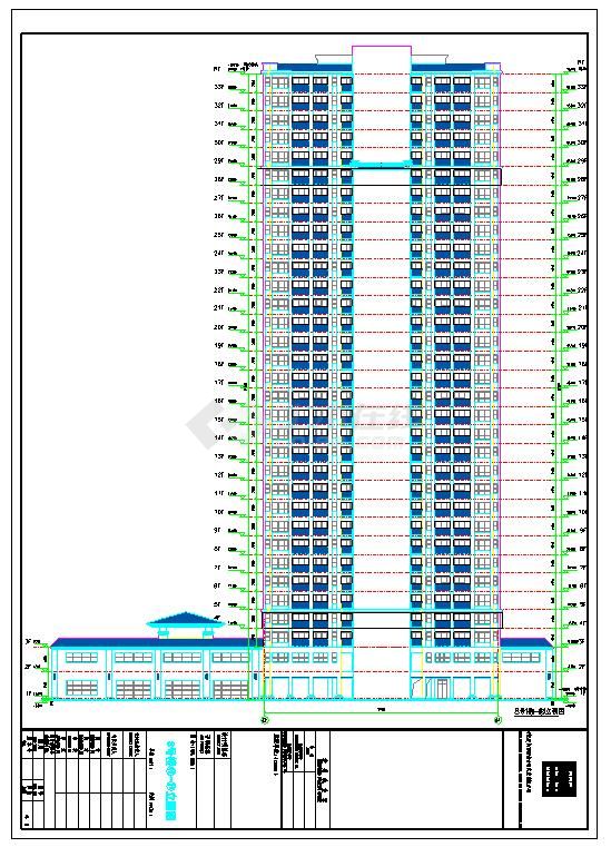 百米简欧风格高档塔式住宅小区建筑施工图（含效果图）-图二