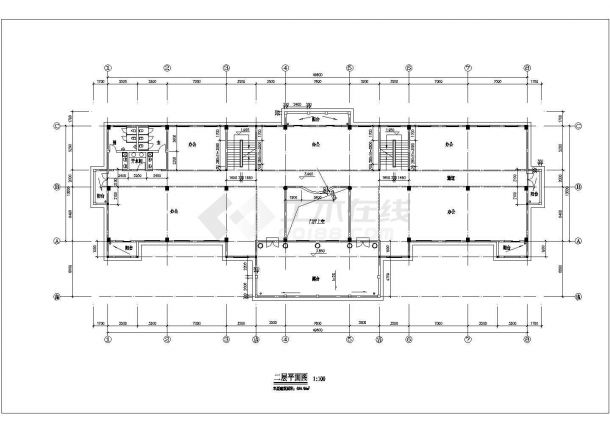 某地简单四层办公大楼设计建筑施工图-图二