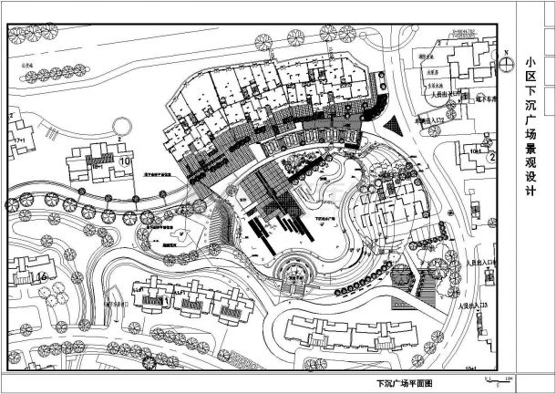 某地小区下沉广场景观规划设计图纸-图二