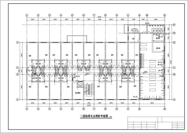 五层大型浴室给排水设计施工图（含设计说明）-图二