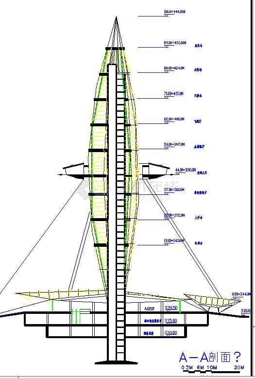 观光塔建筑结构施工图纸（共10张）-图一
