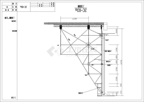 楼顶（三面翻）钢桁架广告牌结构施工图-图二