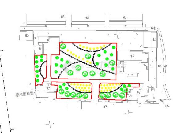 小广场绿化设计施工图-图一